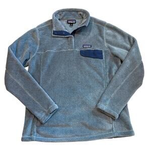 Patagonia Re Tool Snap T Womens Size XL Blue Polartec Fleece Pullover Pockets